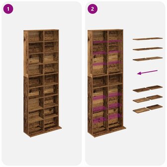 Cd-kast Oud hout 65 x 23,5 x 175 cm Bewerkt hout 8