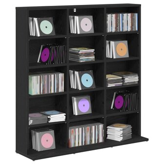 Cd-kast Zwart eiken 96 x 23,5 x 97,5 cm Bewerkt hout 3