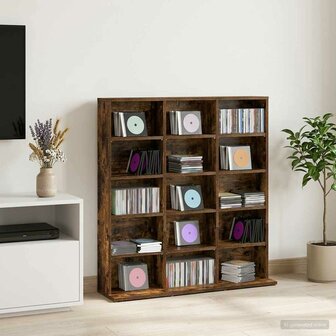 Cd-kast Gerookt eiken 96 x 23,5 x 97,5 cm Bewerkt hout 1