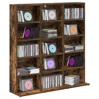 Cd-kast Gerookt eiken 96 x 23,5 x 97,5 cm Bewerkt hout 3