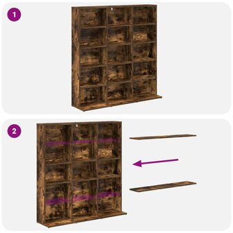 Cd-kast Gerookt eiken 96 x 23,5 x 97,5 cm Bewerkt hout 8