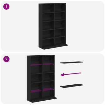 Cd-kast Zwart eiken 65 x 23,5 x 97,5 cm Bewerkt hout 8