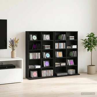 Cd-kast 2 st Zwart eiken 65 x 23,5 x 97,5 cm Bewerkt hout 1
