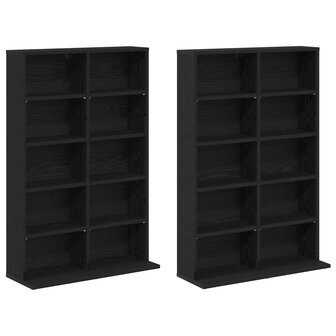 Cd-kast 2 st Zwart eiken 65 x 23,5 x 97,5 cm Bewerkt hout 5