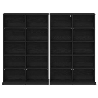 Cd-kast 2 st Zwart eiken 65 x 23,5 x 97,5 cm Bewerkt hout 6