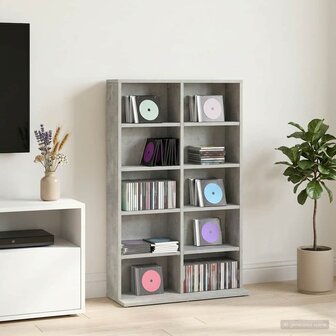 Cd-kast Betongrijs 65 x 23,5 x 97,5 cm Bewerkt hout 1
