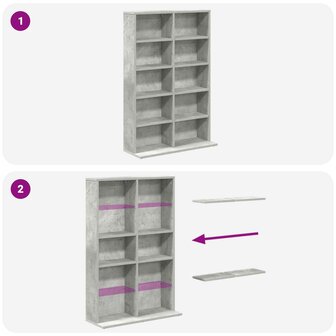 Cd-kast Betongrijs 65 x 23,5 x 97,5 cm Bewerkt hout 8
