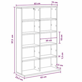 Cd-kast Betongrijs 65 x 23,5 x 97,5 cm Bewerkt hout 9