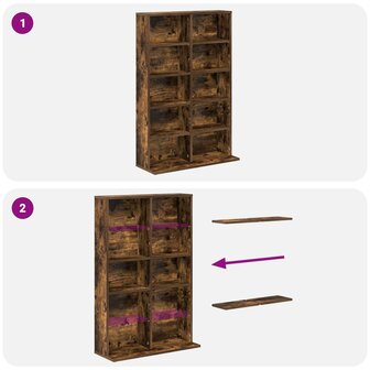 Cd-kast Gerookt eiken 65 x 23,5 x 97,5 cm Bewerkt hout 8