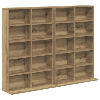 Cd-kast 2 st Artisanaal eiken 65 x 23,5 x 97,5 cm Bewerkt hout 2