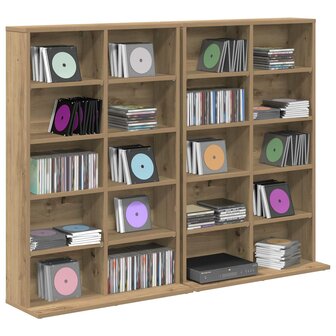 Cd-kast 2 st Artisanaal eiken 65 x 23,5 x 97,5 cm Bewerkt hout 3