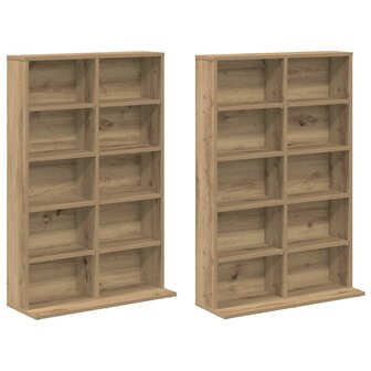 Cd-kast 2 st Artisanaal eiken 65 x 23,5 x 97,5 cm Bewerkt hout 5