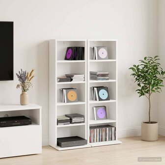 Cd-kast 2 st Wit 33 x 23,5 x 97,5 cm Bewerkt hout 1