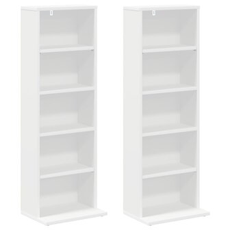Cd-kast 2 st Wit 33 x 23,5 x 97,5 cm Bewerkt hout 5