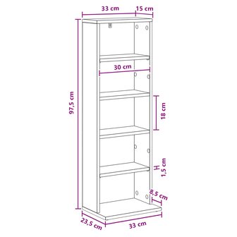 Cd-kast Zwart eiken 33 x 23,5 x 97,5 cm Bewerkt hout 9