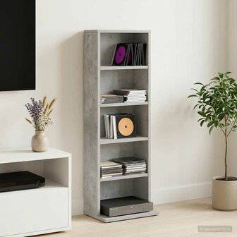 Cd-kast Betongrijs 33 x 23,5 x 97,5 cm Bewerkt hout 1