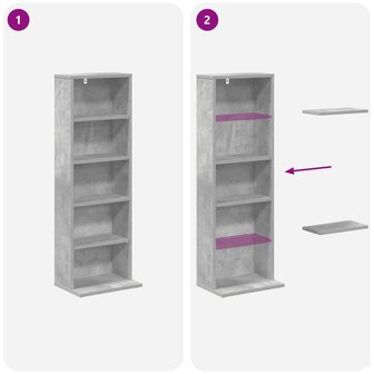 Cd-kast Betongrijs 33 x 23,5 x 97,5 cm Bewerkt hout 8