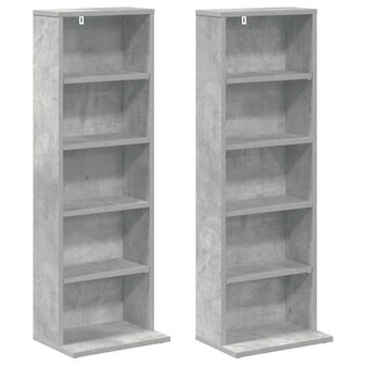 Cd-kast 2 st Betongrijs 33 x 23,5 x 97,5 cm Bewerkt hout 5