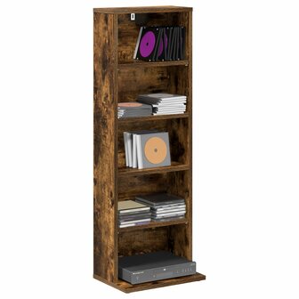 Cd-kast Gerookt eiken 33 x 23,5 x 97,5 cm Bewerkt hout 3