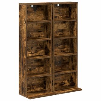 Cd-kast 2 st Gerookt eiken 33 x 23,5 x 97,5 cm Bewerkt hout 2