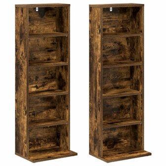 Cd-kast 2 st Gerookt eiken 33 x 23,5 x 97,5 cm Bewerkt hout 5