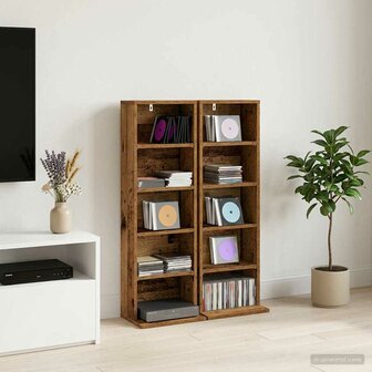 Cd-kast 2 st Oud hout 33 x 23,5 x 97,5 cm Bewerkt hout 1