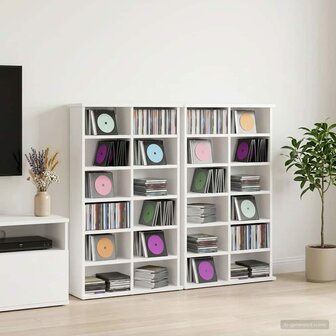 Cd-kast 2 st Wit 60 x 17 x 92 cm Bewerkt hout 1