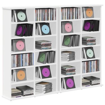 Cd-kast 2 st Wit 60 x 17 x 92 cm Bewerkt hout 3