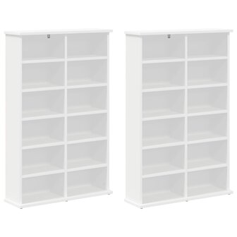 Cd-kast 2 st Wit 60 x 17 x 92 cm Bewerkt hout 5