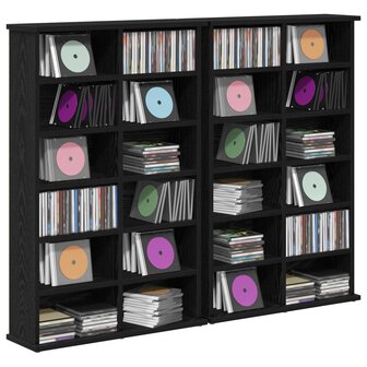 Cd-kast 2 st Zwart eiken 60 x 17 x 92 cm Bewerkt hout 3