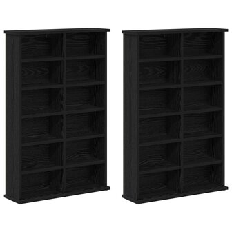 Cd-kast 2 st Zwart eiken 60 x 17 x 92 cm Bewerkt hout 5