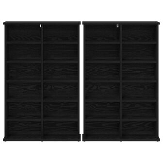 Cd-kast 2 st Zwart eiken 60 x 17 x 92 cm Bewerkt hout 6