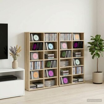 Cd-kast 2 st Sonoma Eiken 60 x 17 x 92 cm Bewerkt hout 1