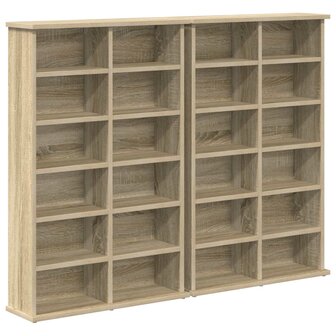 Cd-kast 2 st Sonoma Eiken 60 x 17 x 92 cm Bewerkt hout 2