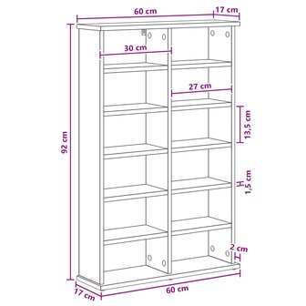 Cd-kast Betongrijs 60 x 17 x 92 cm Bewerkt hout 9