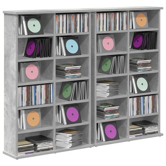 Cd-kast 2 st Betongrijs 60 x 17 x 92 cm Bewerkt hout 3