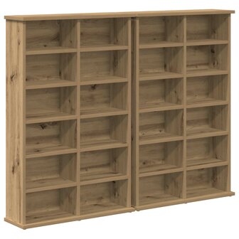 Cd-kast 2 st Artisanaal eiken 60 x 17 x 92 cm Bewerkt hout 2