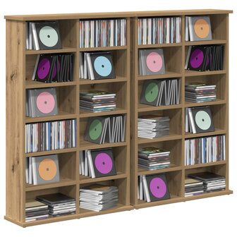 Cd-kast 2 st Artisanaal eiken 60 x 17 x 92 cm Bewerkt hout 3