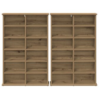 Cd-kast 2 st Artisanaal eiken 60 x 17 x 92 cm Bewerkt hout 6