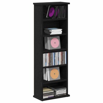 Cd-kast Zwart eiken 60 x 17 x 92 cm Bewerkt hout 3