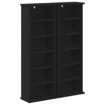 Cd-kast 2 st Zwart eiken 60 x 17 x 92 cm Bewerkt hout 2