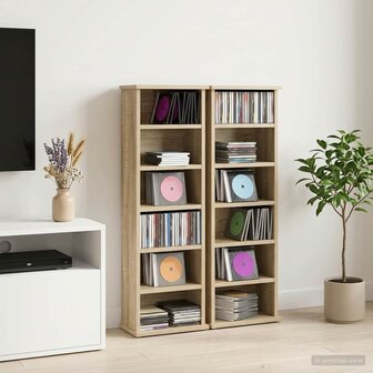 Cd-kast 2 st Sonoma Eiken 60 x 17 x 92 cm Bewerkt hout 1