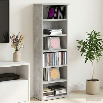 Cd-kast Betongrijs 60 x 17 x 92 cm Bewerkt hout 1