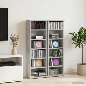 Cd-kast 2 st Betongrijs 60 x 17 x 92 cm Bewerkt hout 1
