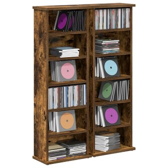 Cd-kast 2 st Gerookt eiken 60 x 17 x 92 cm Bewerkt hout 3