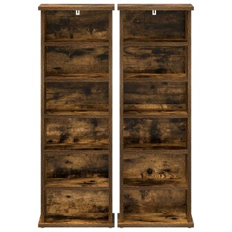 Cd-kast 2 st Gerookt eiken 60 x 17 x 92 cm Bewerkt hout 6