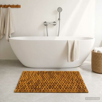 Badmatten Naturel 85 x 120 cm Massief Acaciahout 1