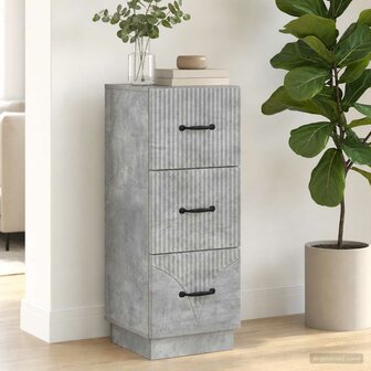 ladekast 33 x 34,5 x 87 cm Bewerkt hout Betongrijs 1