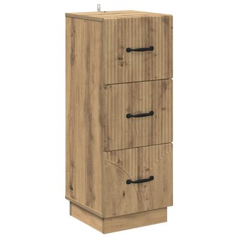 ladekast 33 x 34,5 x 87 cm Bewerkt hout Artisanaal eiken 2