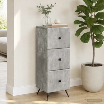 ladekast Betongrijs 33 x 34,5 x 90 cm Bewerkt hout 1